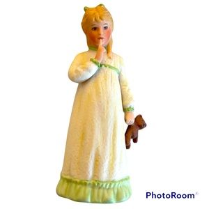 Goebel Figure Hand Painted Porcelain Detailed Little Girl Holding her Teddie